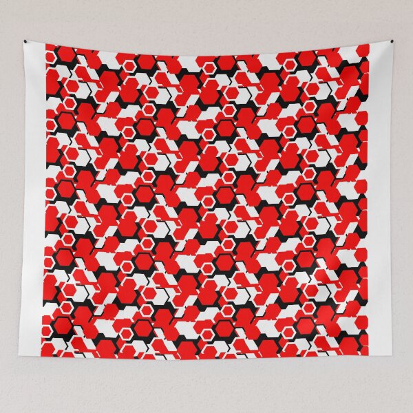 Item preview, Neon Hex-Cell - RED Honeycomb Geometric Mosaic designed and sold by The Nomadic Designs.