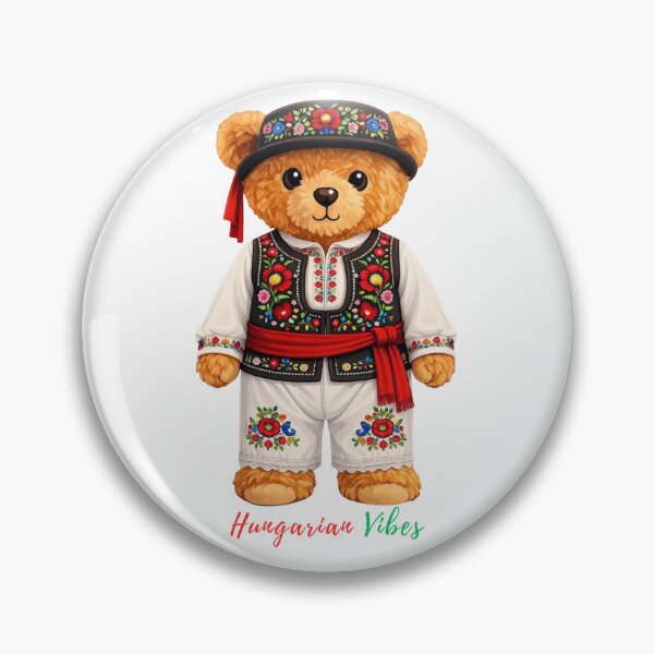 Item preview, Cute Teddy Bear in Traditional Hungarian Folk Costume - Matyo Embroidery Art designed and sold by CuteBear87.