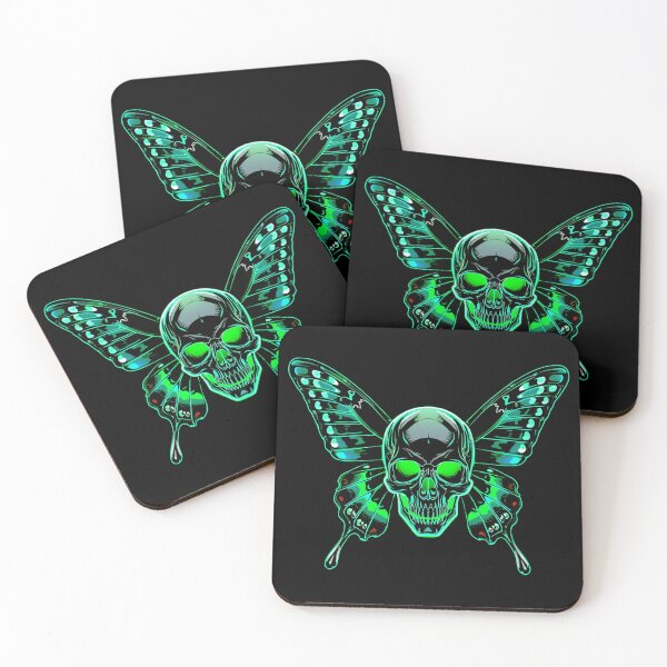 Item preview, Glowing Butterfly Skull – Toxic Neon Cyberpunk Goth Art designed and sold by LintonGriffin.