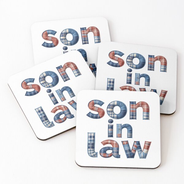 Item preview, SON IN LAW - IN RED & BLUE CHECK FAUX LETTERING designed and sold by AlexOBrienArt.