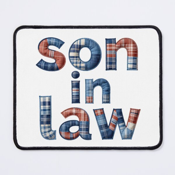 Item preview, SON IN LAW - IN RED & BLUE CHECK FAUX LETTERING designed and sold by AlexOBrienArt.