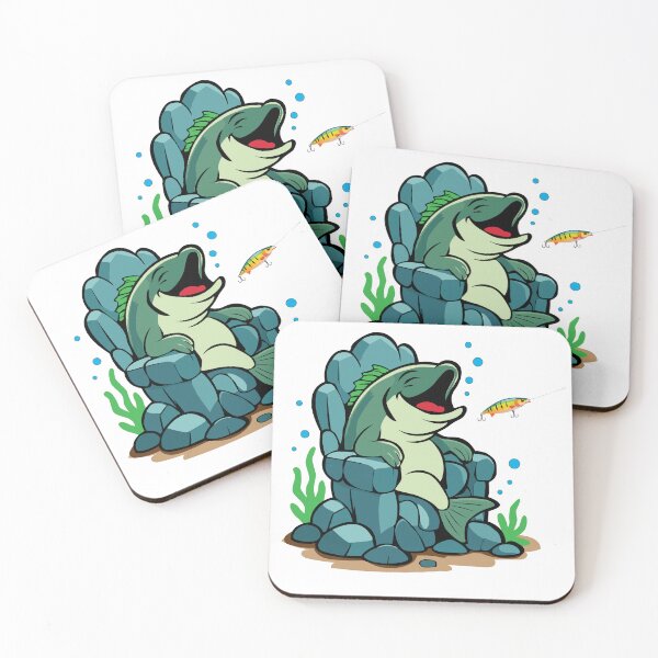 Item preview, Wise Old Largemouth Bass sitting on a throne of stone watching a lure go by. designed and sold by Art-Horizon.