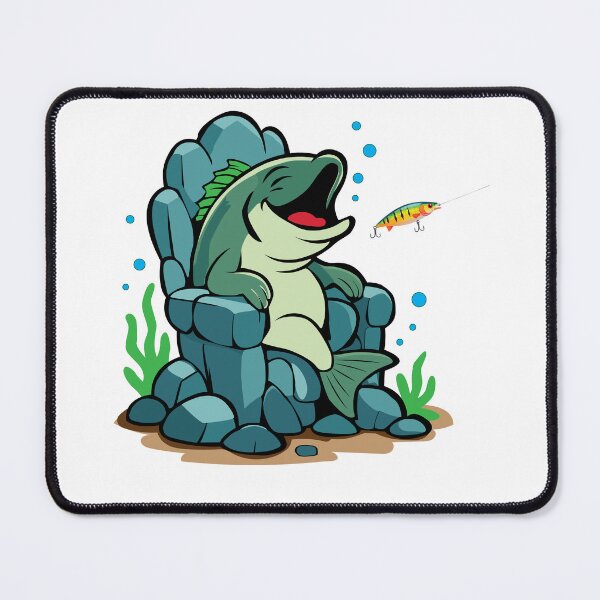 Item preview, Wise Old Largemouth Bass sitting on a throne of stone watching a lure go by. designed and sold by Art-Horizon.