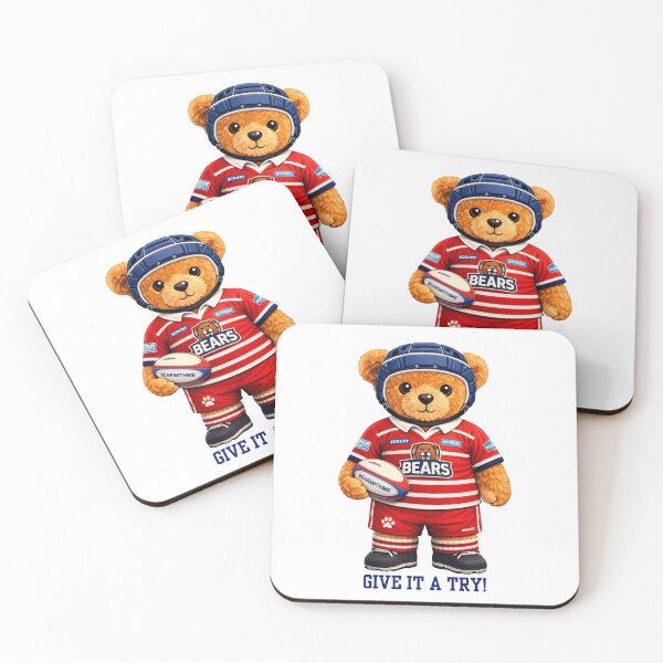 Item preview, Cute Rugby Teddy Bear Player in Striped Jersey - Sports Mascot Gift designed and sold by CuteBear87.
