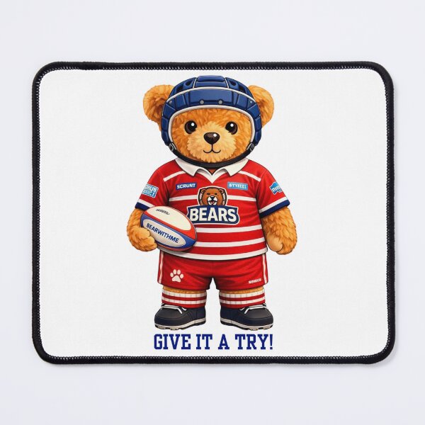 Item preview, Cute Rugby Teddy Bear Player in Striped Jersey - Sports Mascot Gift designed and sold by CuteBear87.