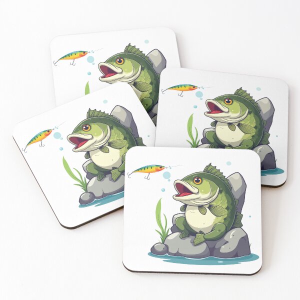 Item preview, Wise Old Largemouth Bass sitting on a throne of stone watching a lure go by. designed and sold by Art-Horizon.