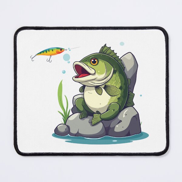 Item preview, Wise Old Largemouth Bass sitting on a throne of stone watching a lure go by. designed and sold by Art-Horizon.