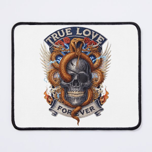 Item preview, True Love Forever T-Shirt – Skull Snake Gothic Love Graphic Tee designed and sold by InkForge Studio.