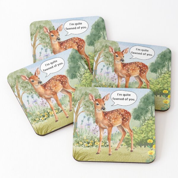 Item preview, “I’m Quite Fawned of You” Cute Deer Pun Sticker | Watercolor Valentine’s Day Animal Art designed and sold by ninainanutshell.