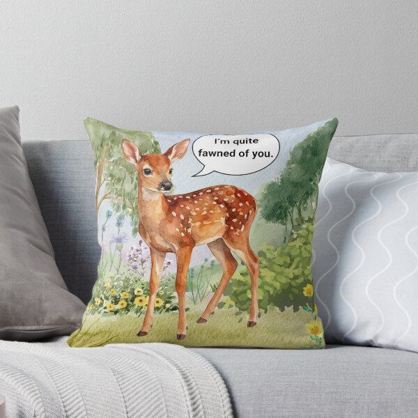 Item preview, “I’m Quite Fawned of You” Cute Deer Pun Sticker | Watercolor Valentine’s Day Animal Art designed and sold by ninainanutshell.