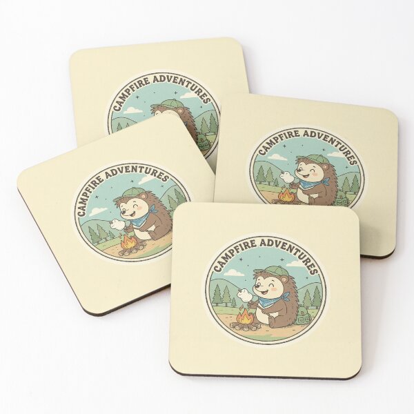 Item preview, Retro Hedgehog Camping – Vintage 1960s Campfire Adventure Sticker designed and sold by VisualRotaStudio .