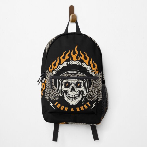 Item preview, Vintage Biker Skull "Iron & Dust" Flames Wings Chain Crown Helmet Vector designed and sold by kosongxlima.