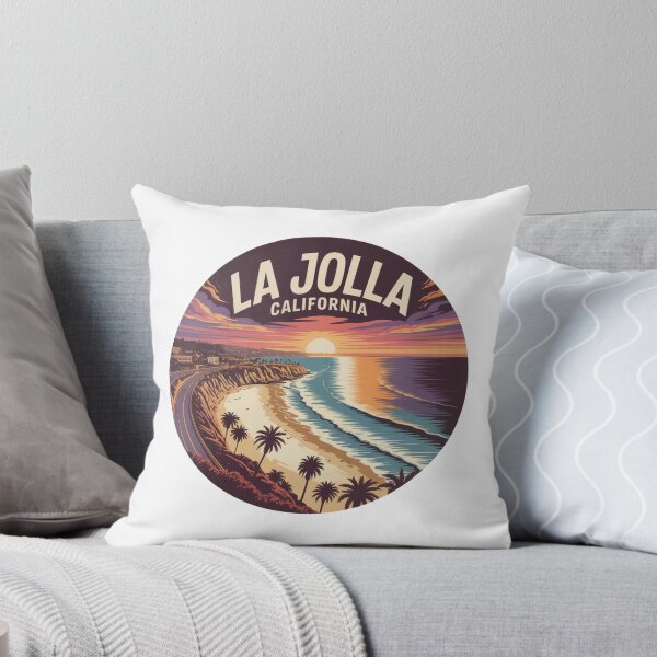 Item preview, La Jolla California Retro Coastal Sunset – Scenic Cliffside Circle Illustration designed and sold by CircinusStore.