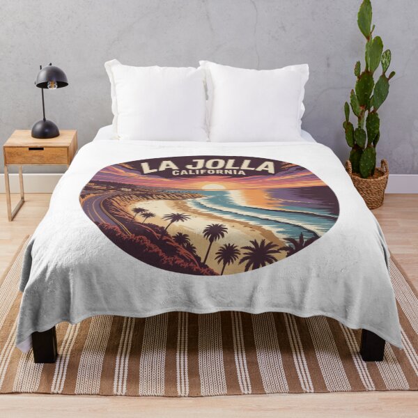 Item preview, La Jolla California Retro Coastal Sunset – Scenic Cliffside Circle Illustration designed and sold by CircinusStore.