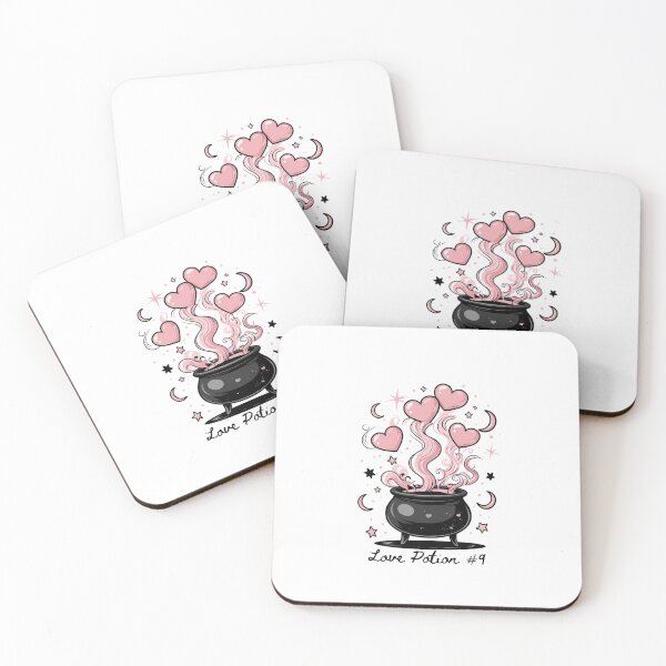 Item preview, Love Potion #9 Retro Cauldron Illustration | Pink Hearts Witchy Art designed and sold by CindyRandomVibes.