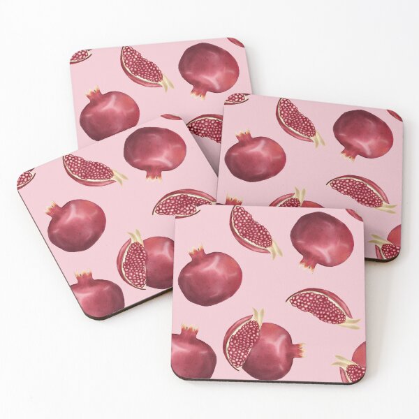 Item preview, Watercolor Pomegranate Pattern on pink designed and sold by katasonovaart.