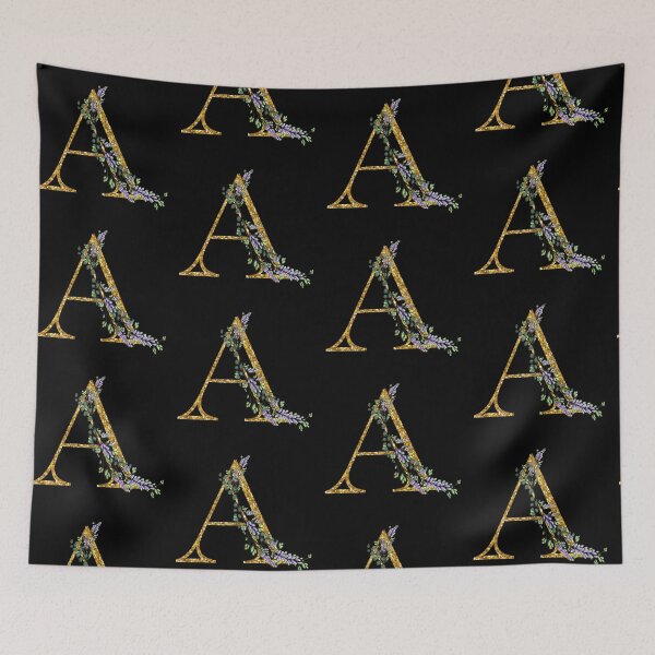 Item preview,  The Alphabet | The letter “A” | romantic Eucalyptus and Lavender floral illustration | floral Monogram | gold glitter alphabet  designed and sold by hollycooper.