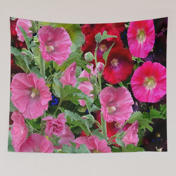 Item preview,  PINK & RED GARDEN HOLLYHOCKS   designed and sold by sharlesart.