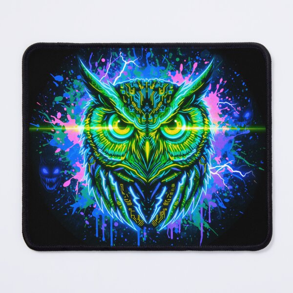 Item preview, Neon Cyberpunk Owl Glow Laser | Trippy Futuristic Art designed and sold by ExploreAura Studio.