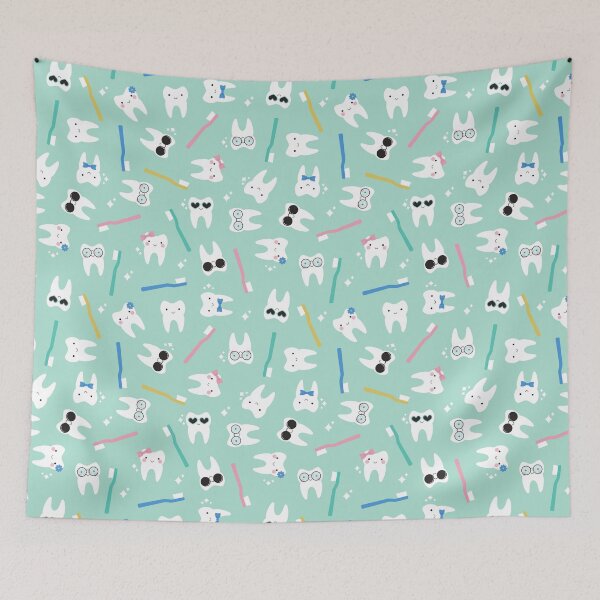 Item preview, Cute Tooth & Toothbrush Pattern designed and sold by ketrena.