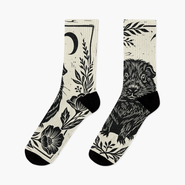 Item preview, Guinea Pig Lino Style Floral Witchy Rodent designed and sold by Y-Vibes.