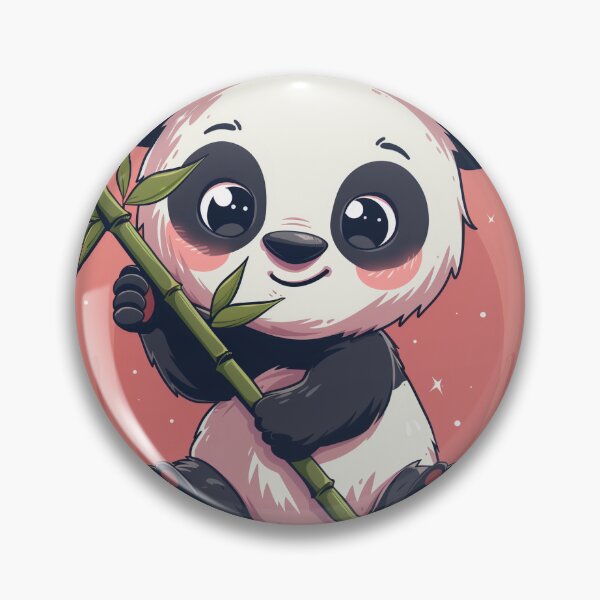 Item preview, Adorable Kawaii Panda Holding Bamboo – Cute Chibi Art designed and sold by NeonKinPrints.