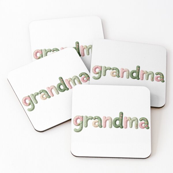 Item preview, GRANDMA - IN PINK & GREEN FAUX LETTERING designed and sold by AlexOBrienArt.