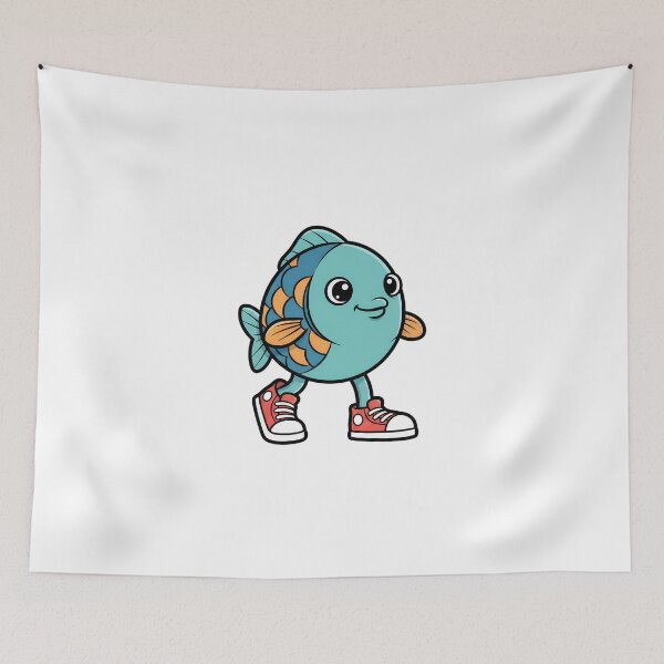 Item preview, Cute Fish Walking in Sneakers designed and sold by Brasuca's Art.