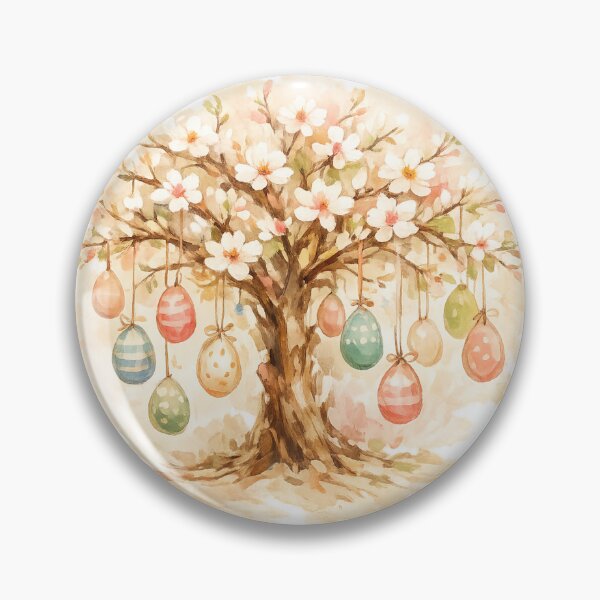 Item preview, Huevos de Pascua caprichosos sobre un árbol floreciente, diseño de acuarela designed and sold by FunFitLife Studio.