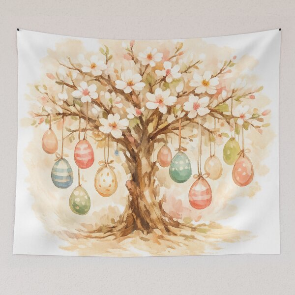 Item preview, Whimsical Easter Eggs on Blooming Tree Watercolor Design designed and sold by FunFitLife Studio.