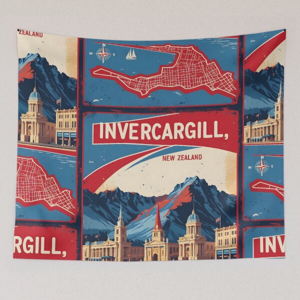 Item preview, Invercargill New Zealand Retro Vintage Travel Design designed and sold by TravelersGems.