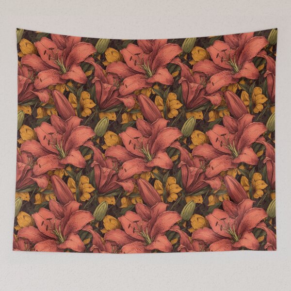 Item preview, Lush Lilies Print  - Birth Flower Pattern  - Housewarming Gifts designed and sold by RoyalStarsPatts.