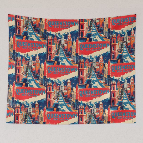 Item preview, Queenstown New Zealand Retro Vintage Travel Design designed and sold by TravelersGems.