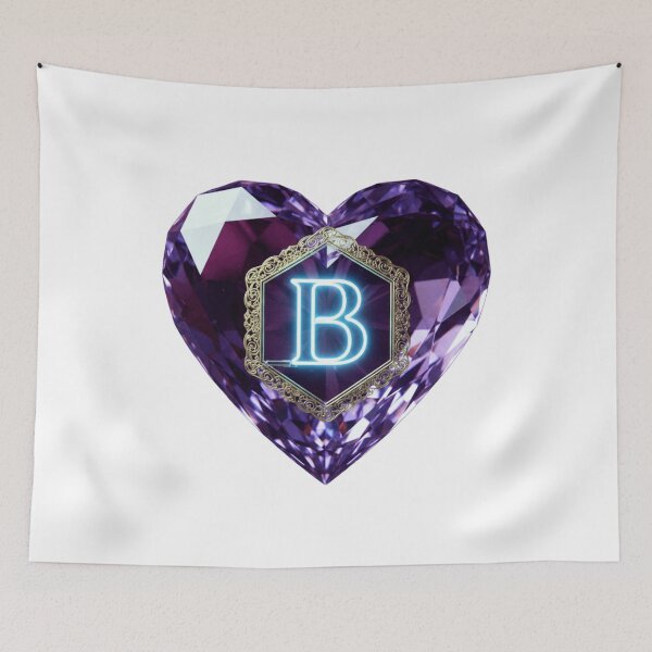 Item preview, Luxurious Glowing Neon Letter B - Purple Crystal Heart Jewelry designed and sold by Fatomfatom.