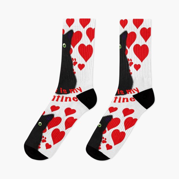 Item preview, My cat is my Valentine | black cat | red hearts designed and sold by hollycooper.