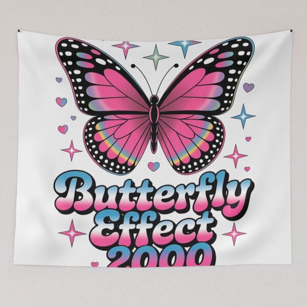 Item preview, Y2K Pink Butterfly Effect 2000 - Glowing Chrome Wings & Neon Stars designed and sold by mo-carnival.