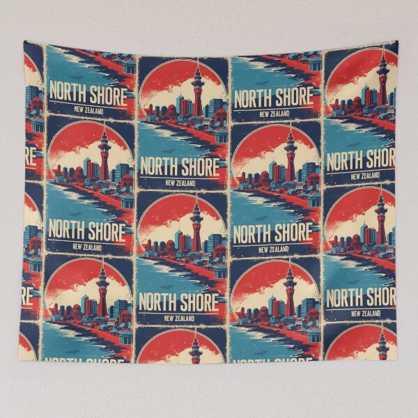 Item preview, North Shore New Zealand Retro Vintage Travel Design designed and sold by TravelersGems.