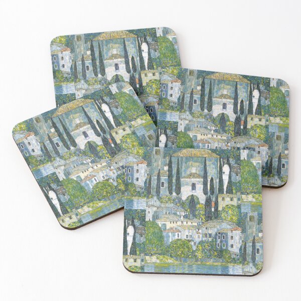Item preview, Church in Cassone by Gustav Klimt: Lakeside Village Fine Art Print designed and sold by artofuniverse.
