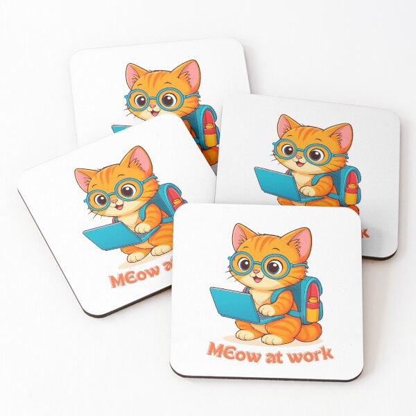 Item preview, MEow at Work Cute Cat Illustration designed and sold by Pastelbeestudio.