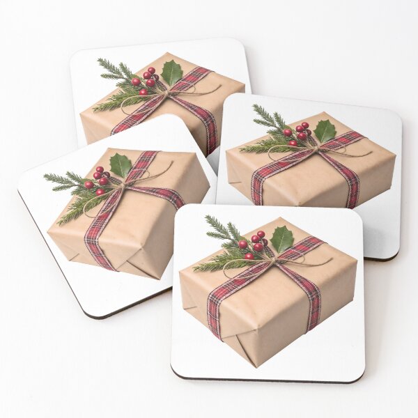 Item preview, Beautifully wrapped Christmas gift with plaid ribbon and holly designed and sold by Creative88Art.