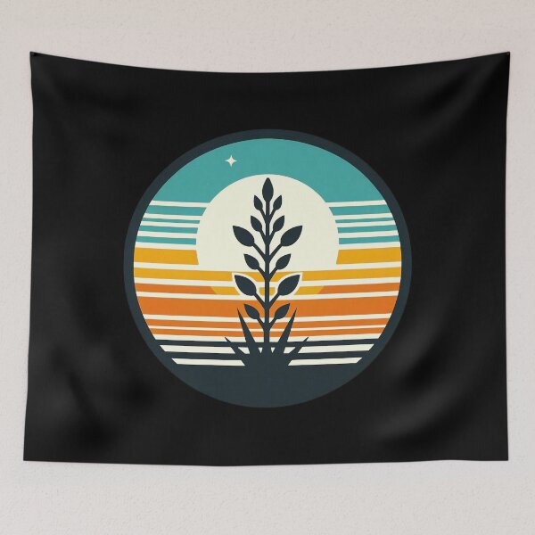 Item preview, New Mexico Yucca Flower Sunset - Retro Nature Badge designed and sold by GREENZ0NE.