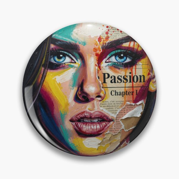 Item preview, Abstract Pop Art Portrait - Passion Chapter I Mixed Media Woman Face with Typography and Vibrant Colors designed and sold by NeoShard.