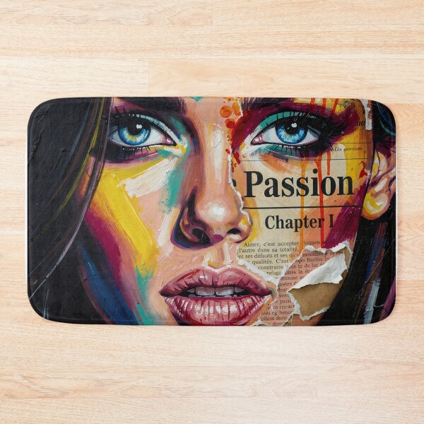 Item preview, Abstract Pop Art Portrait - Passion Chapter I Mixed Media Woman Face with Typography and Vibrant Colors designed and sold by NeoShard.