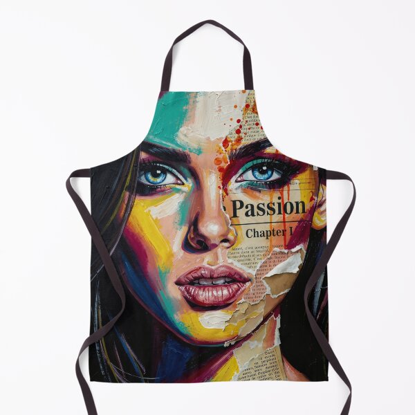 Item preview, Abstract Pop Art Portrait - Passion Chapter I Mixed Media Woman Face with Typography and Vibrant Colors designed and sold by NeoShard.