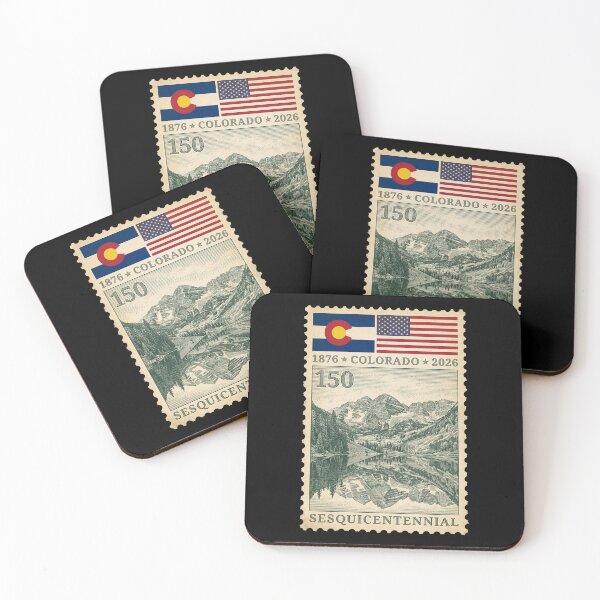 Item preview, Maroon Bells Colorado 150th Anniversary - Retro Stamp Art designed and sold by G350.