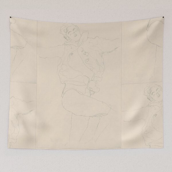 Item preview, Dancing Woman With Cape by Gustav Klimt: Minimalist Figure Line Drawing designed and sold by artofuniverse.