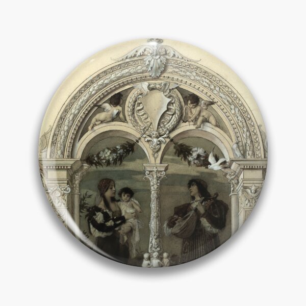 Item preview, Die Jugend by Gustav Klimt: Romantic Renaissance Architectural Fine Art Print designed and sold by artofuniverse.