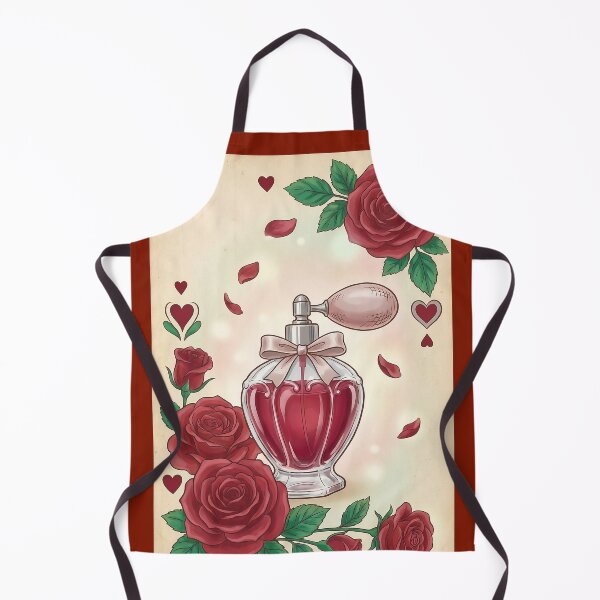 Item preview, "Vintage Passion" - Antique Red Rose Perfume Bottle & Hearts Illustration designed and sold by 1950s ⭐⭐⭐⭐⭐.