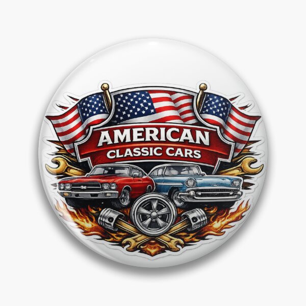 Artikelvorschau, Amerikanische Klassiker, Vintage-Muscle-Cars-Emblem entworfen und verkauft von Retro Arabica.