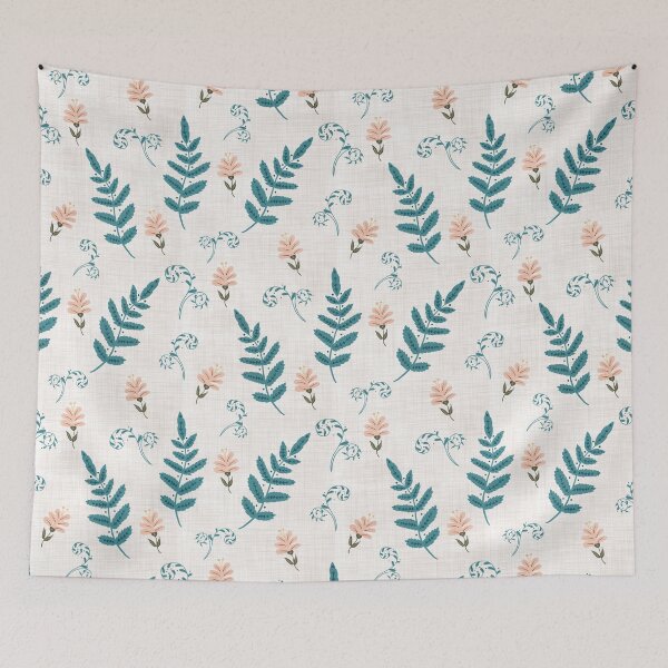 Item preview, Flowers and Ferns Pattern in White with Brown Texture designed and sold by designsbyklm.